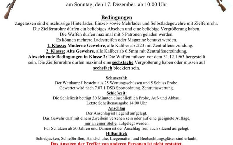 Ausschreibungen zum Weihnachtsschießen 2023