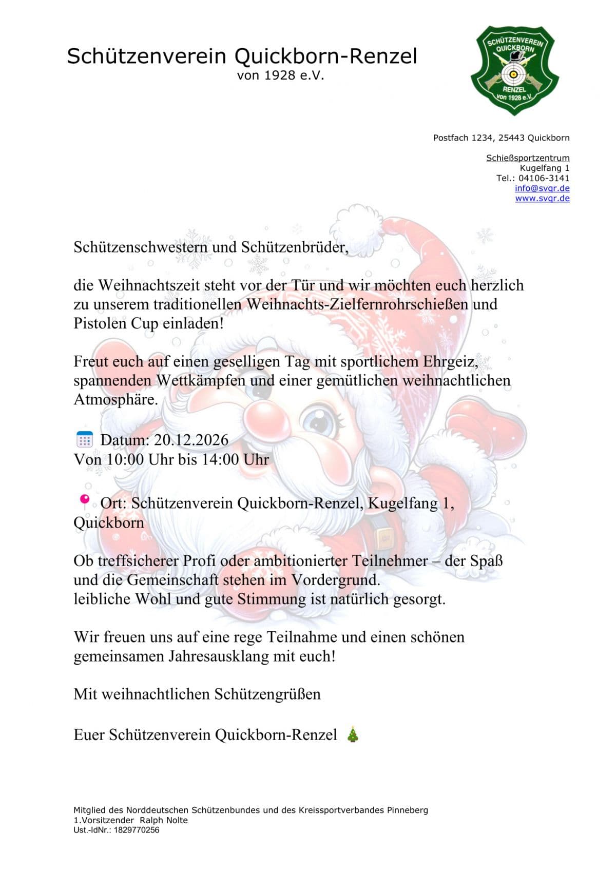 Ausschreibungen zum Weihnachtsschießen 2026