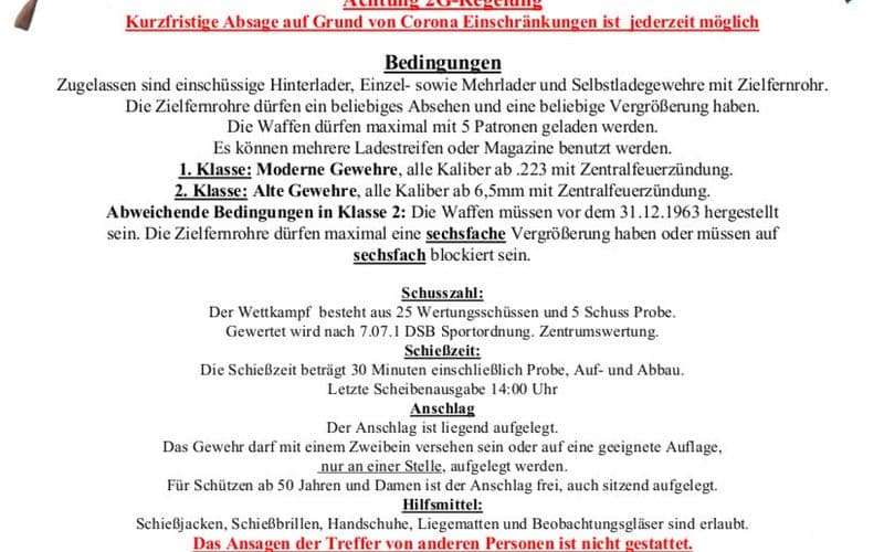 Ausschreibungen zum Weihnachtsschießen 2022