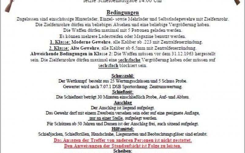 Ausschreibungen zum Weihnachtsschießen 2018