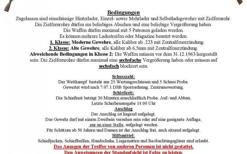 Ausschreibungen zum Weihnachtsschießen 2019